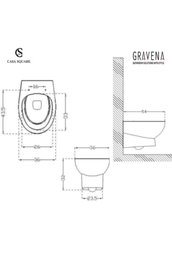 CUVETTE SUS RIMLESS CASANOVA AVEC ABATTANT SOFT CLOSE