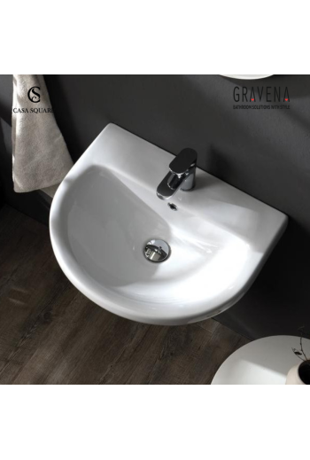 LAVABO CASANOVA 60CM AVEC SEMI-COLONNE BLANC