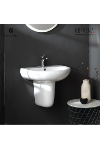 LAVABO CASANOVA 60CM AVEC SEMI-COLONNE BLANC