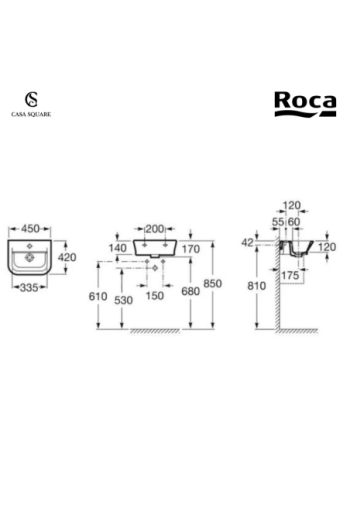 LAVABO ROCA GAP ROUND 45CM + SEMI COLONNE BLANC
