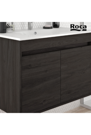 MEUBLE SOFIA-KHROMA 80CM ROBLE AVEC LAVABO RESINE BLANC