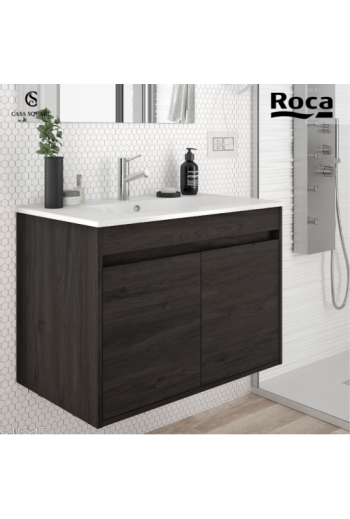 MEUBLE SOFIA-KHROMA 80CM ROBLE AVEC LAVABO RESINE BLANC
