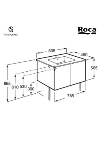 MEUBLE SOFIA- 80CM CAMBRIANE+ LAVABO 60 EN RESINE