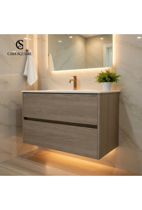 SET MEUBLE LOKE 80 CM FRESNO +LAVABO 80 EN RESINE