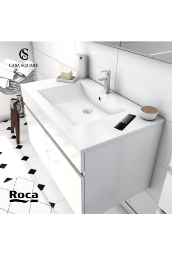 SET MEUBLE SOFIA 60CM 2P STRATIFIE BLANC BRILLANT AVEC LAVABO RESINE