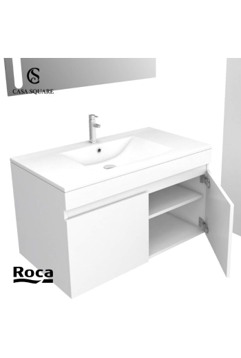 SET MEUBLE SOFIA 60CM 2P STRATIFIE BLANC BRILLANT AVEC LAVABO RESINE