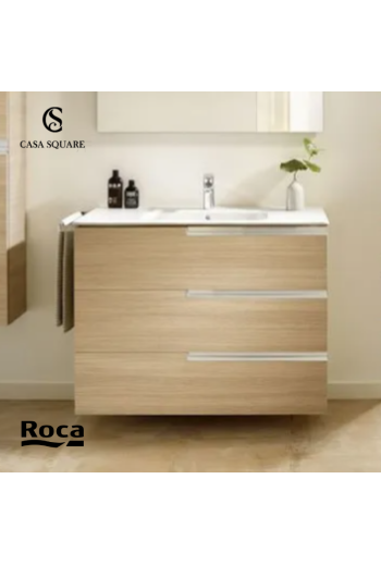 SET MEUBLE VICTORIA-N 60CM 3TIROIRS CHENE TEXTURE AVEC LAVABO RESINE