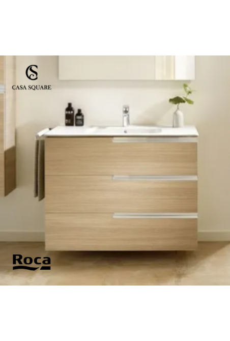 SET MEUBLE VICTORIA-N 60CM 3TIROIRS CHENE TEXTURE AVEC LAVABO RESINE