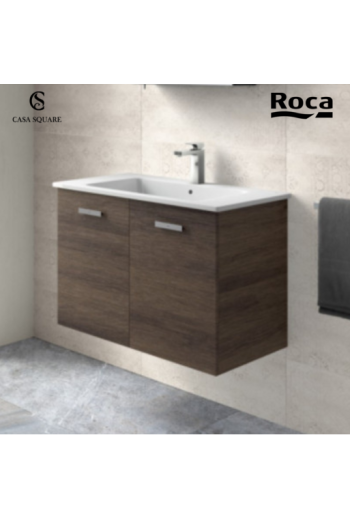 SET MEUBLE BASE VICTORIA 100CM 2PORTES CEDRE NATUREL AVEC LAVABO RESINE