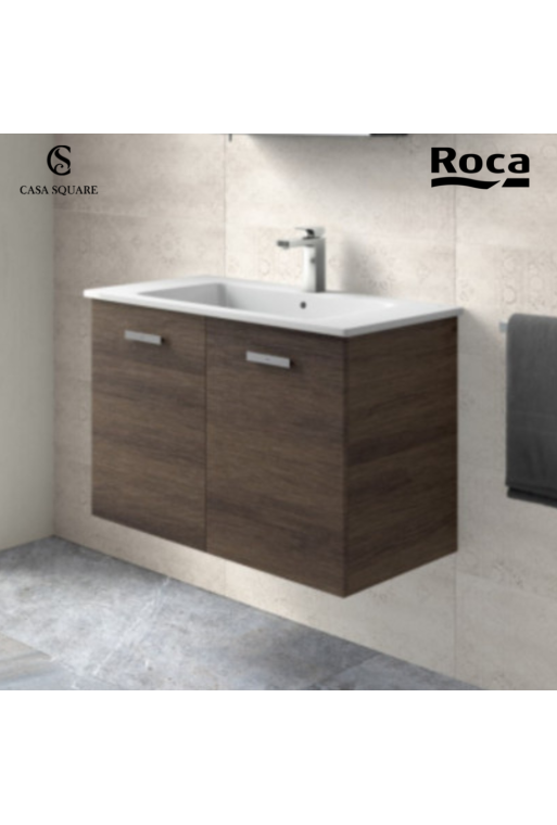 SET MEUBLE BASE VICTORIA 100CM 2PORTES CEDRE NATUREL AVEC LAVABO RESINE