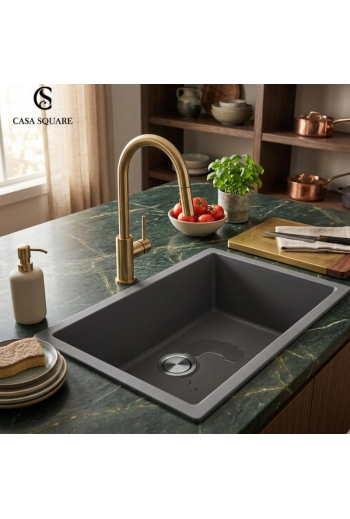 EVIER DE CUISINE 66X50CM GRIS MATT AVEC VIDAGE