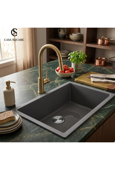 EVIER DE CUISINE 66X50CM GRIS MATT AVEC VIDAGE