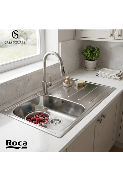 EVIER DE CUISINE 1 BAC EN INOX AVEC EGOUTTOIR A DROITE (SUR STOCK)