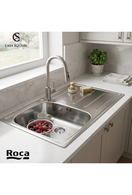 EVIER DE CUISINE 1 BAC EN INOX AVEC EGOUTTOIR A DROITE (SUR STOCK)