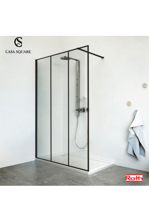 Paroi Walk In Philly Loft Sky 120cm H2,00 profilé noir Elox verre transparent
