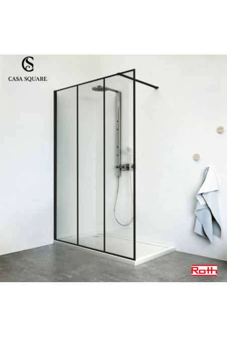 Paroi Walk In Philly Loft Sky 120cm H2,00 profilé noir Elox verre transparent