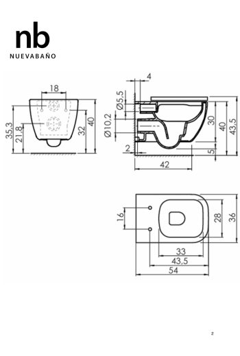 WC suspendu Vega Square Noir avec abattant soft close