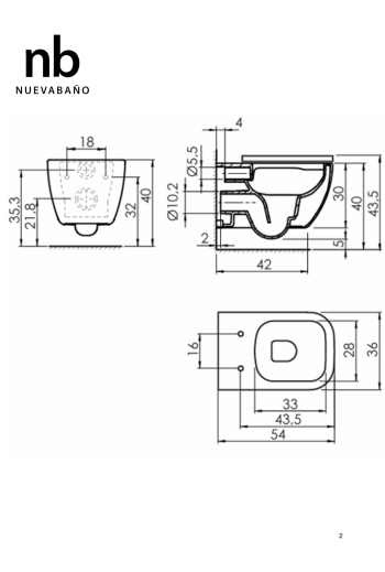 Cuvette suspendue Vega Square avec abattant Soft Close | WC suspendu design