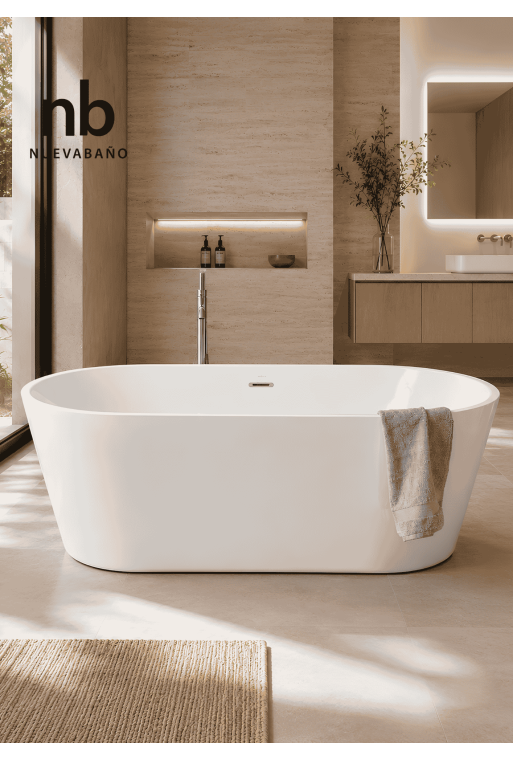 BAIGNOIRE ACRYLIQUE EN ILOT TORINO 168X80CM BLANC BRILLANT