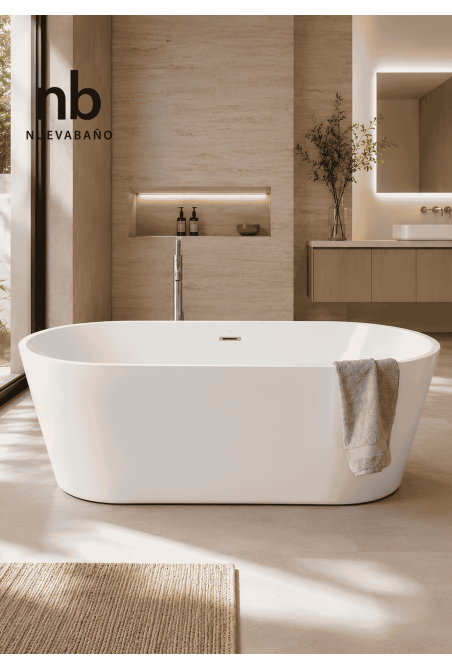 BAIGNOIRE ACRYLIQUE EN ILOT TORINO 168X80CM BLANC BRILLANT