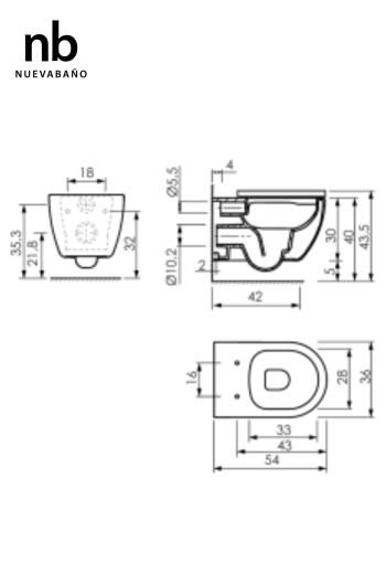 Cuvette suspendue Vega Square avec abattant Soft Close | WC suspendu design