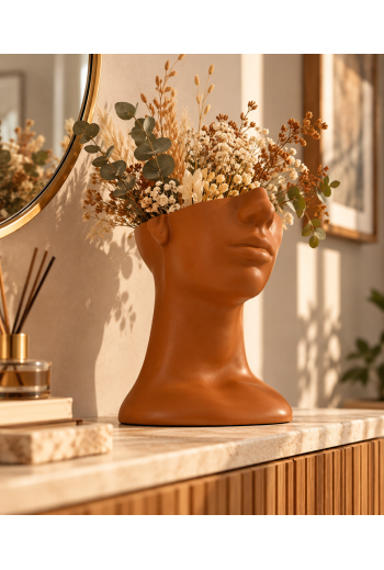 Pot so face en jaune ocre