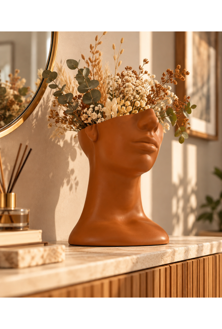 Pot so face en jaune ocre