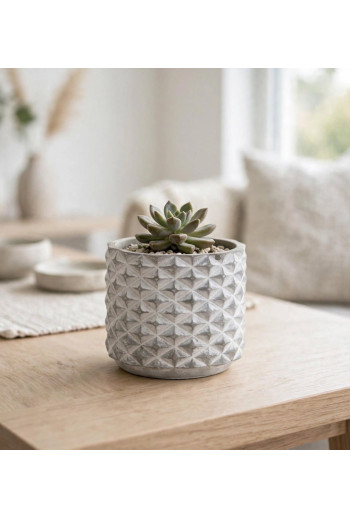 Cache pot  étoile en ciment vieilli Gris 13x13x12  cm