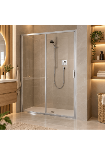 PORTE DE DOUCHE COULISSANTE 120CM H:2M PROFILE CHR