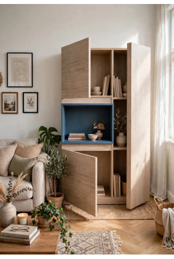 Armoire Graphite et Chêne 90cm