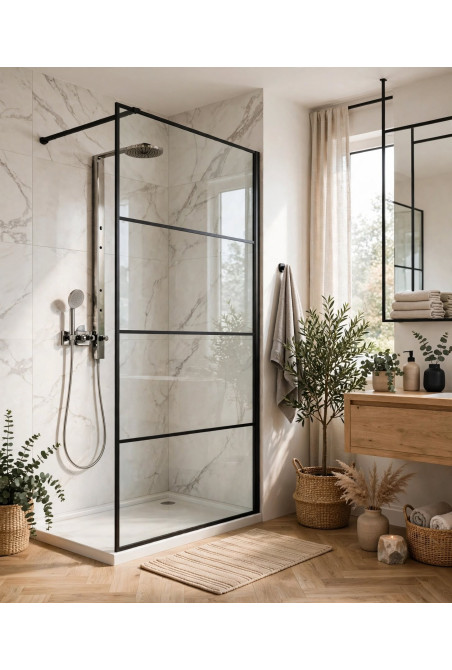 Paroi de douche profilé Noir