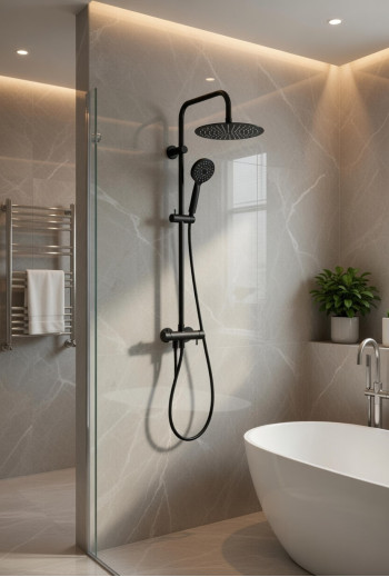 COLONNE DE DOUCHE SANS MITIGEUR NOIR