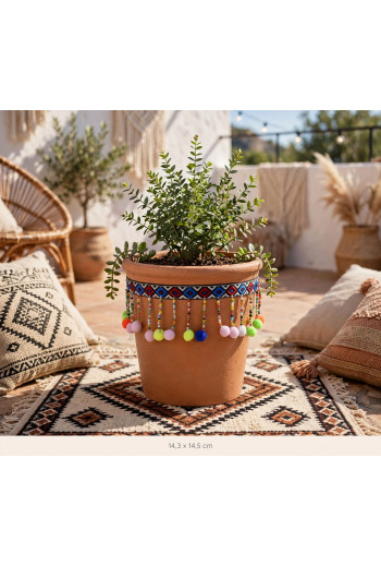 Cache pot  EN CIMENT AVEC  Pompons  14,3x14,5 cm