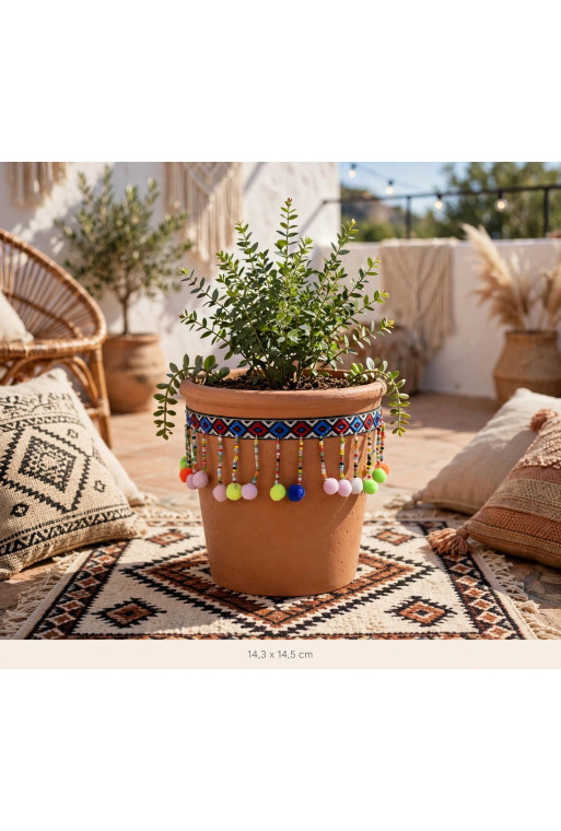 Cache pot  EN CIMENT AVEC  Pompons  14,3x14,5 cm