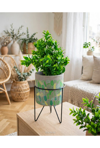 POT EN CIMENT TROPICAL+SUPPORT POT  13X13X24 cm