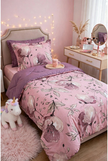 Couette pour un lit une place et demie avec 2 taies d'oreillers