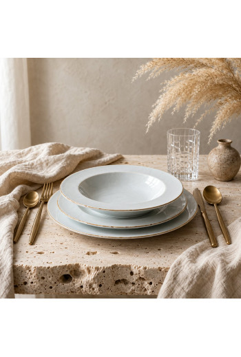 SERVICE EN PORCELAINE 18 PIECES FILET OR