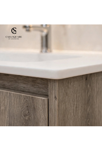 SET MEUBLE LAGOS CHENE GREY 60+LAVABO EN RESINE BLANC