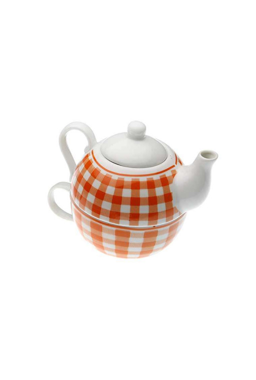 Set de théière orange en porcelaine