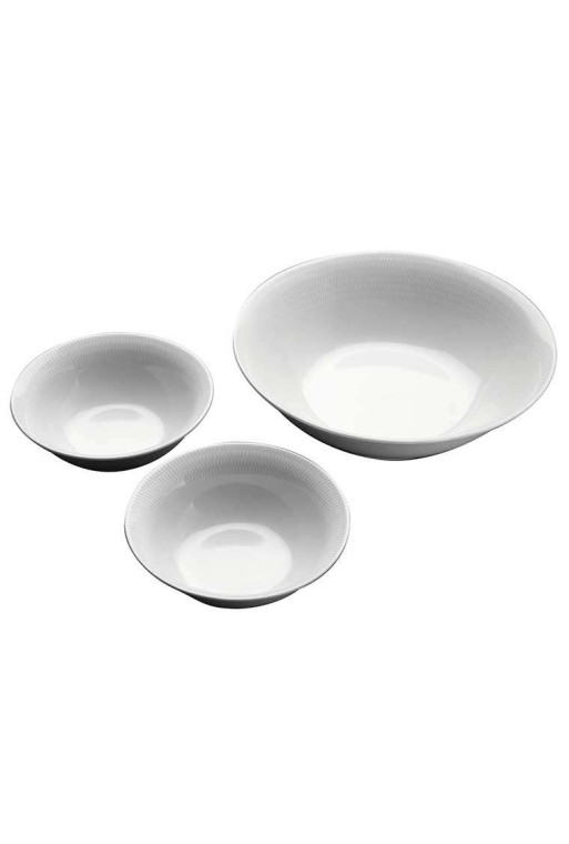 Set saladier + 2 bols PEARL en porcelaine
