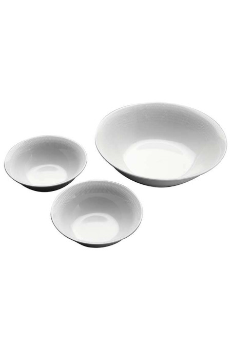 Set saladier + 2 bols PEARL en porcelaine