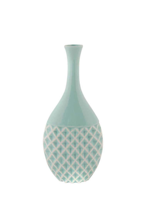 Vase bleu en porcelaine avec relief H:26,5 cm