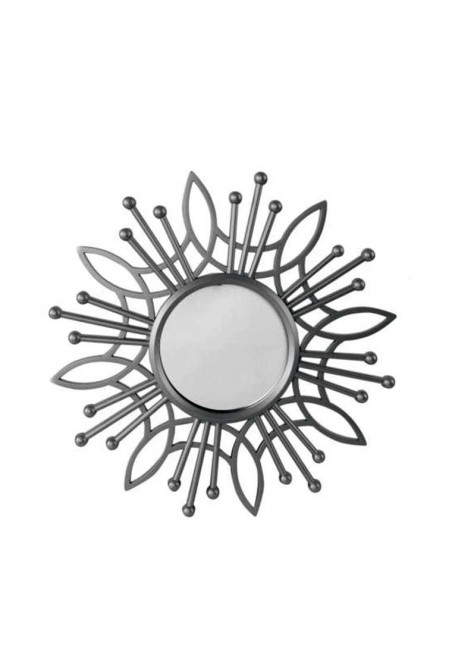 Miroir mural forme de soleil 40cm argent