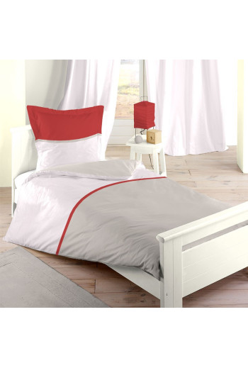 Housse de Couette rouge BICOLOR single 140 x 200 cm