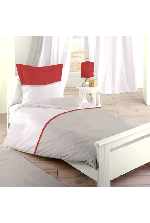 Housse de Couette rouge BICOLOR single 140 x 200 cm