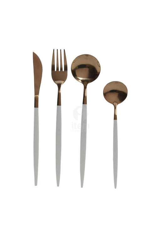 Set de 16 couverts CHIC cuivrés et blancs en INOX