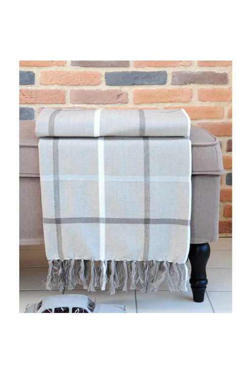 Plaid PURPY taupe en coton 130 x 150 cm