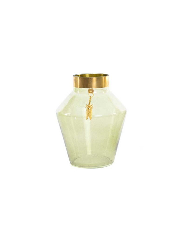 Vase vert GOLDEN CHIC en verre 14,5X18,5 cm