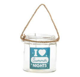 Bougeoir SUMMER NIGHT en verre avec corde 11X12 cm
