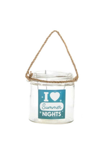 Bougeoir SUMMER NIGHT en verre avec corde 11X12 cm